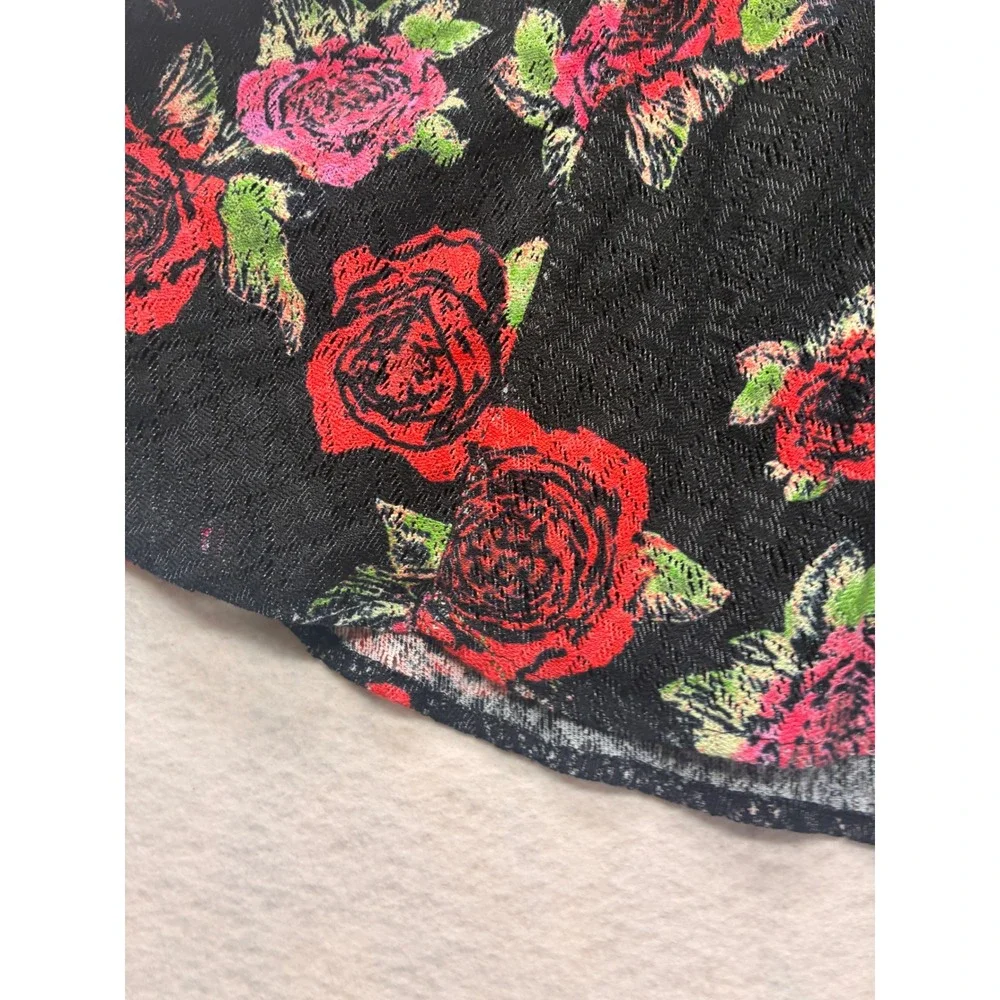 Free People Modern Fit Flare Whimsigoth Goth Rose Lace Waist - 0 Black Red